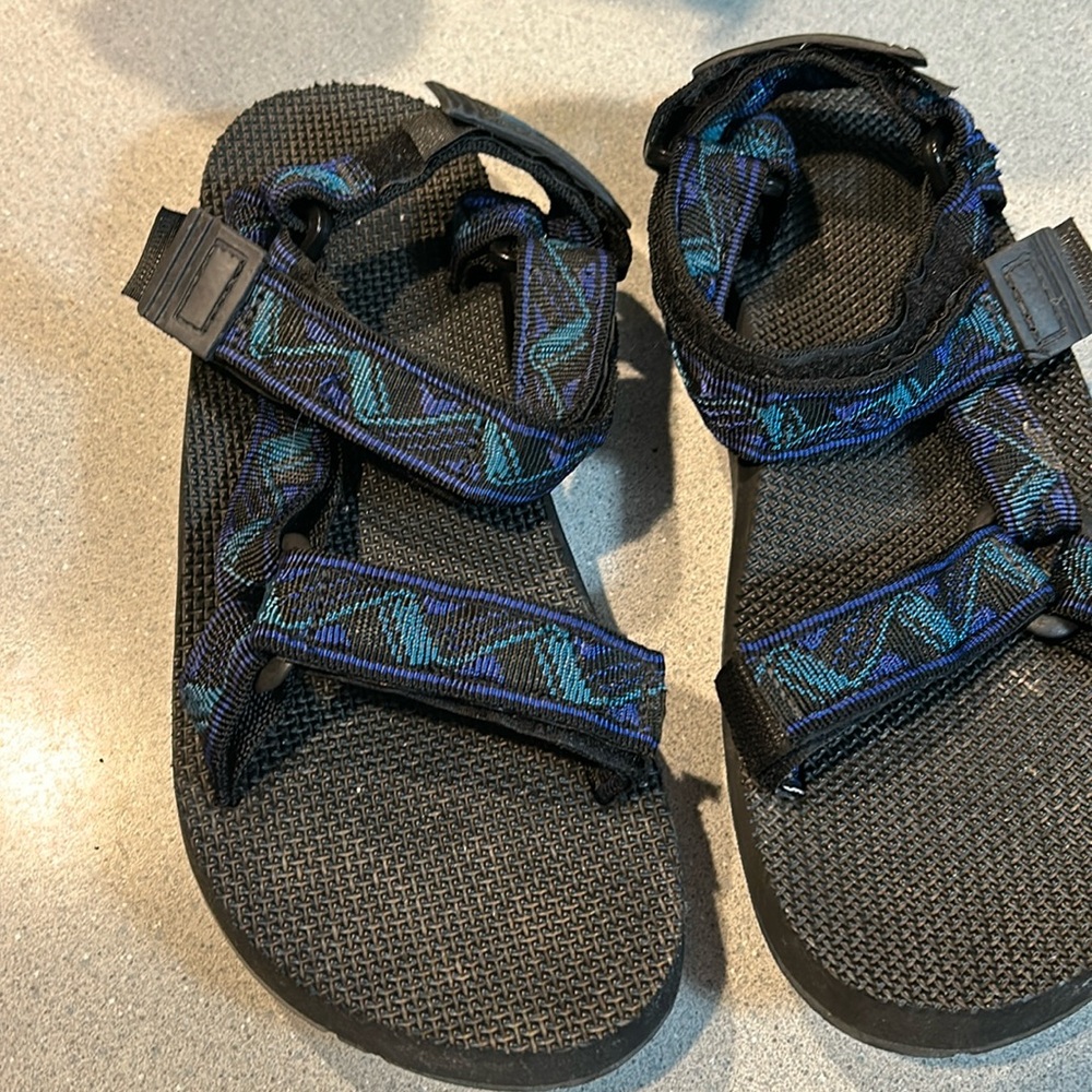 Teva sz 9 -Mens Classic Original Trail, Outdoor, Water,  Black/Blue/Green Straps